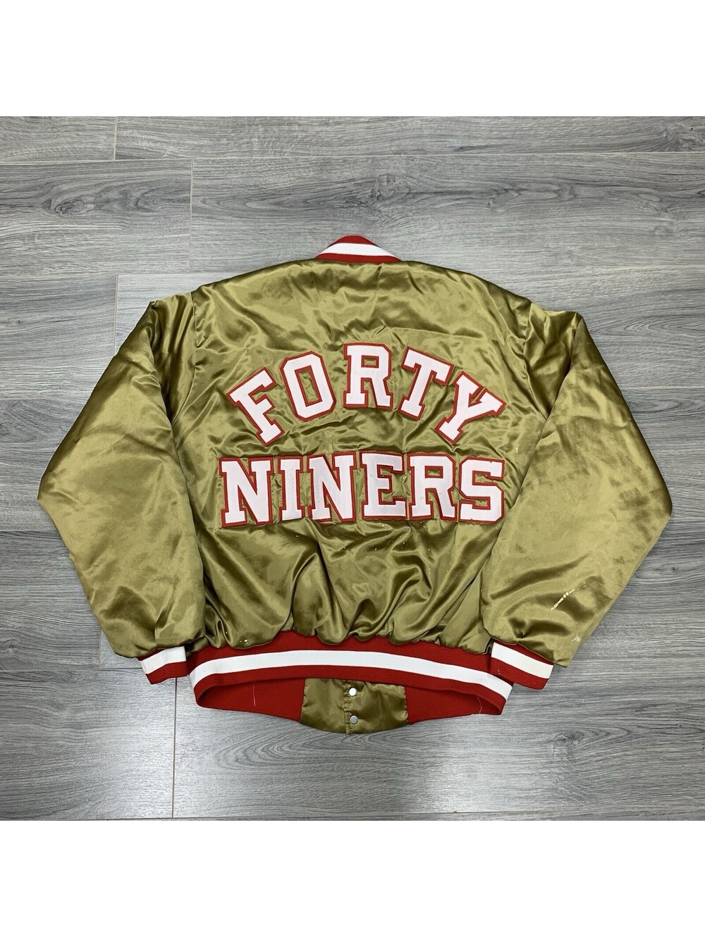 Vintage 1980S Chalk Line San Francisco 49Ers Satin Jacket XXL Rare Men’s Gold